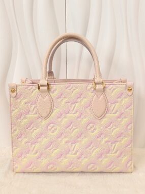 Louis Vuitton Pink OnTheGo & Yellow Embossed Monogram Tote